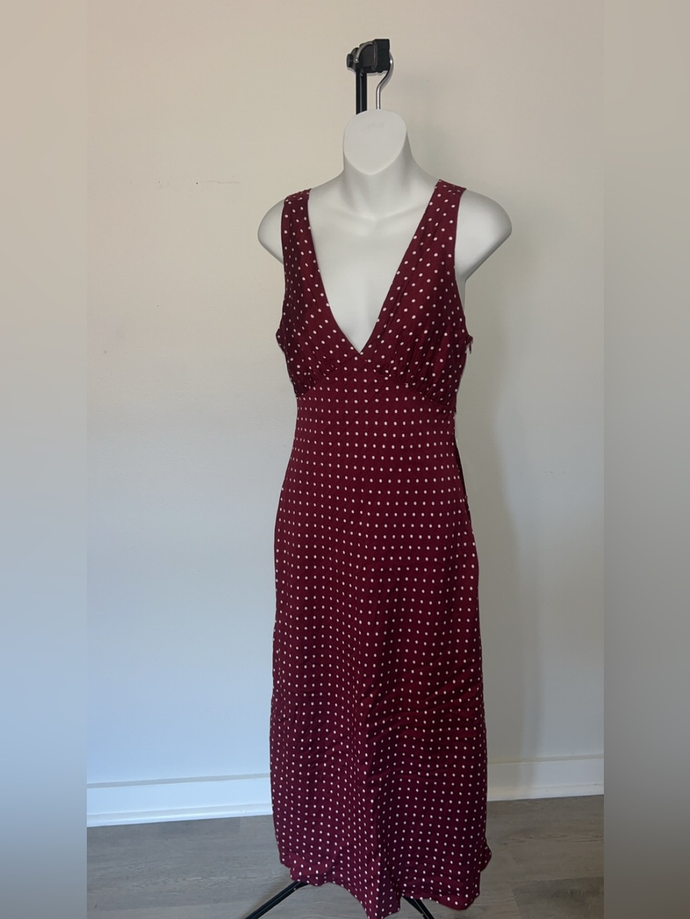 Persaya Burgundy Polka Dot Maxi Dress